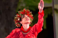 Woman performing theatrics